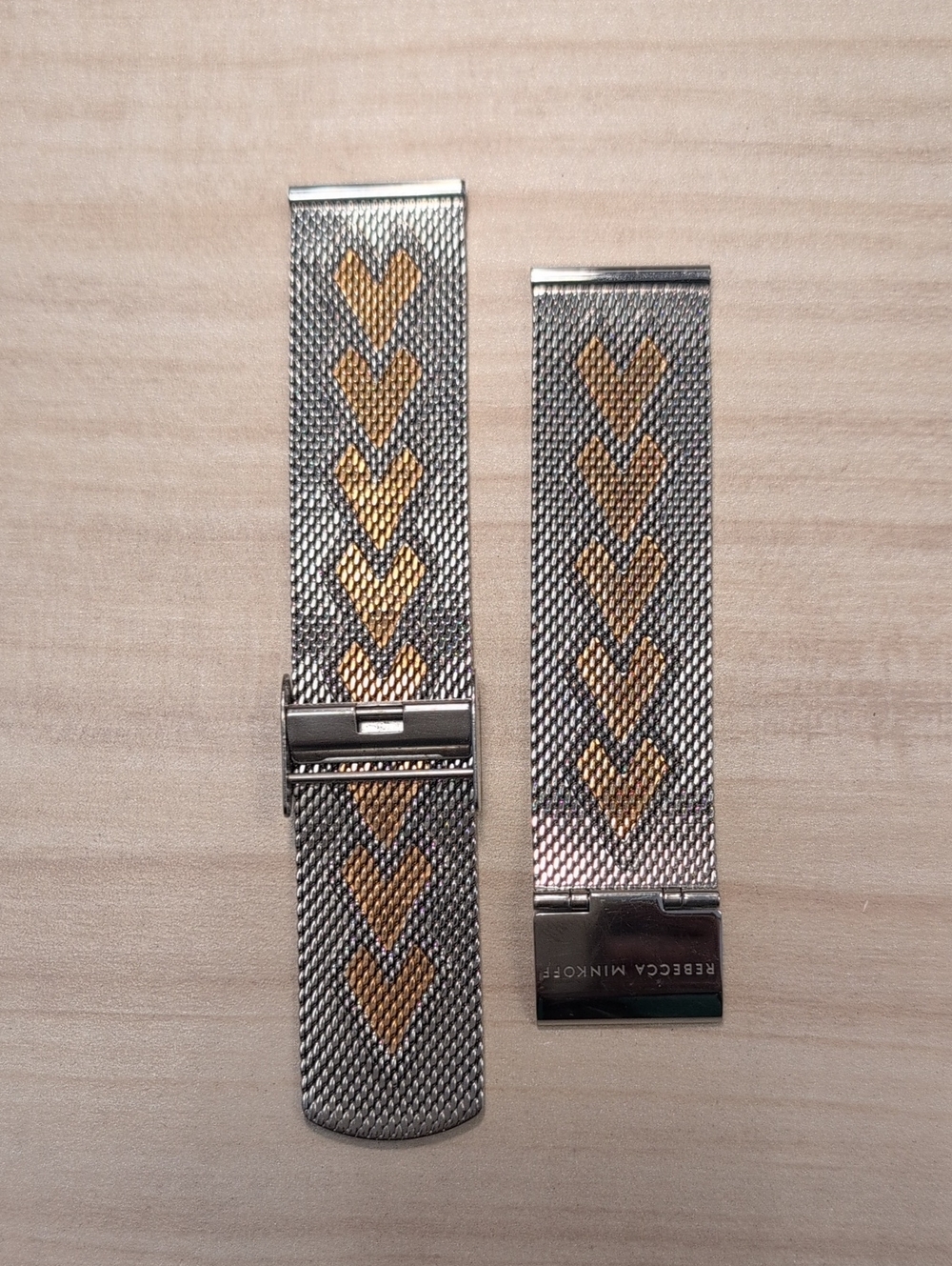 Rebecca Minkoff Silver and Gold Heart Mesh Watch Bands